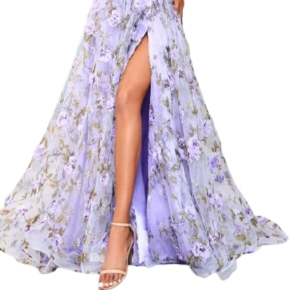 NWT J'Adore Dresses J25004 3D Floral Prom Dress Lilac Size 4 - Picture 2 of 6